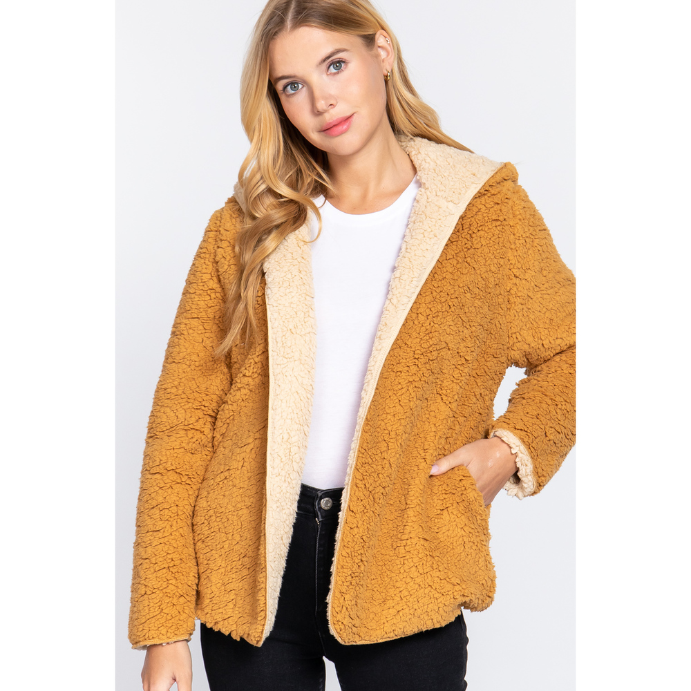 Hoodie Faux Fur Reversible Jacket - Picture 3 of 10